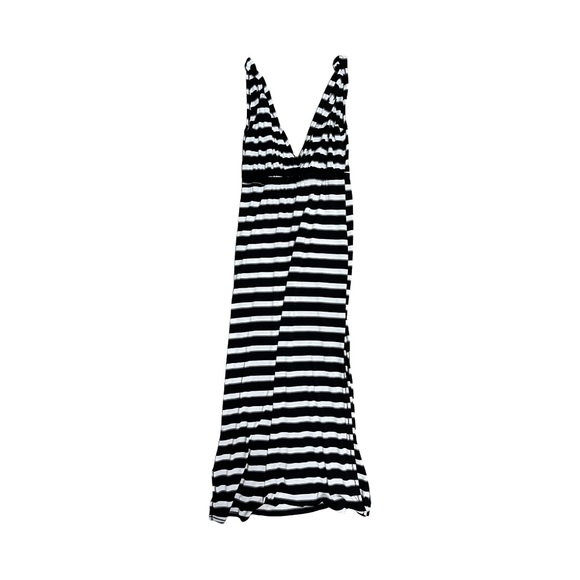 POOF NEW YORK Sleeveless Striped Low V-Neck Maxi Dress Women’s Sz L EUC - Picture 2 of 7